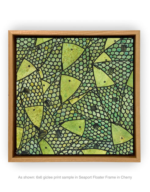 Green Gold Sardines | Framed Giclee Print on Canvas